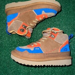 UGG Kids Brown Blue Orange Suede Hiking Boots